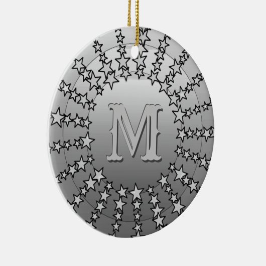 Mandala of Stars, Silver Gray Satin Gradient Keramik Ornament (Rechts)