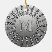 Mandala of Stars, Silver Gray Satin Gradient Keramik Ornament (Vorne)