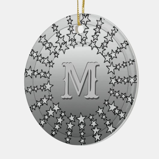 Mandala of Stars, Silver Gray Satin Gradient Keramik Ornament (Links)