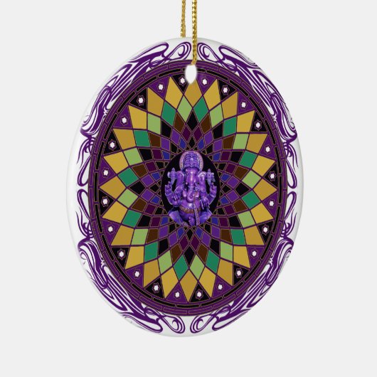 Mandala OM Ganesh Keramikornament (Rechts)