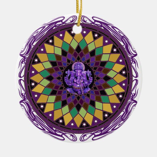 Mandala OM Ganesh Keramikornament (Vorne)