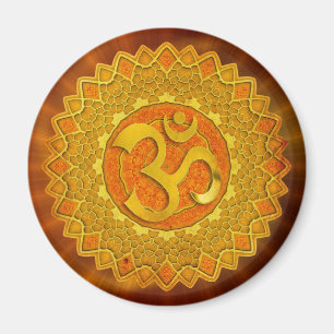 MANDALA OM - orange red shine Magnet