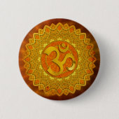 MANDALA OM - orange | Roter Schimmer Button (Vorderseite)