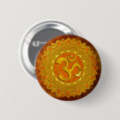 MANDALA OM - orange | Roter Schimmer Button (Vorne & Hinten)