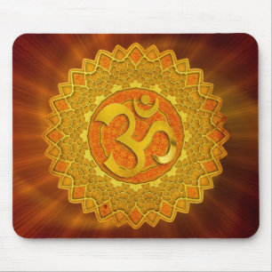 MANDALA OM - orange Roter Schimmer Mousepad
