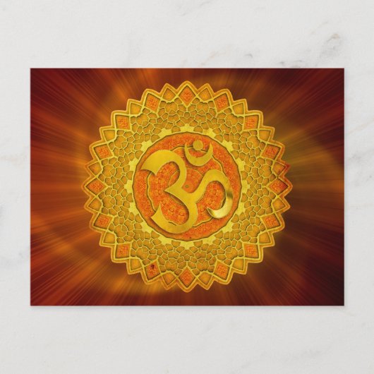 MANDALA OM - orange | Roter Schimmer Postkarte (Vorderseite)