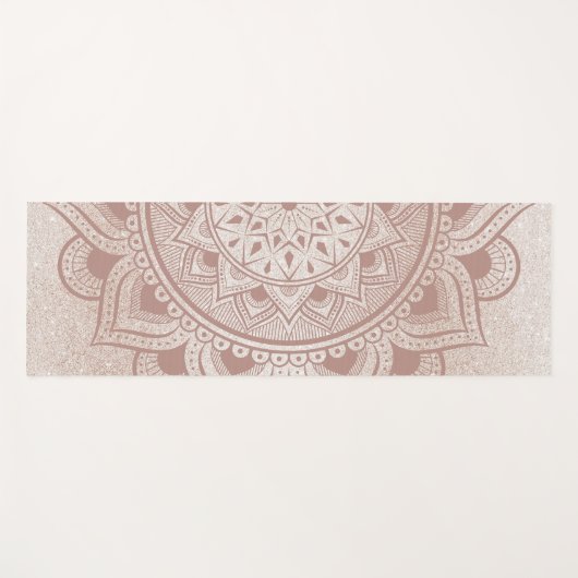 Mandala Om Rose Gold Glitzer Chic Stilvolle Übung Yogamatte (Vorderseite (Horizontal))