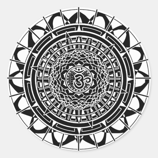 Mandala Om (schwarz) Aufkleber (Vorderseite)