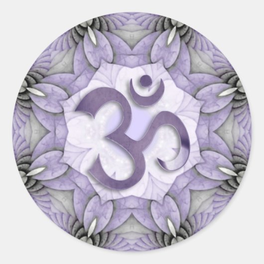 MANDALA OM - violett Runder Aufkleber (Vorderseite)
