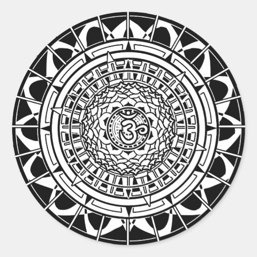 Mandala Om (weiß) Aufkleber (Vorderseite)