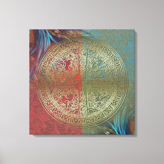 Mandala On Feathers - Wrapped Canvas Leinwanddruck (Vorderseite)