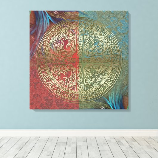 Mandala On Feathers - Wrapped Canvas Leinwanddruck (Insitu (Holzboden))