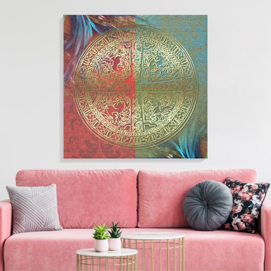 Mandala On Feathers - Wrapped Canvas Leinwanddruck (Insitu (Wohnzimmer))