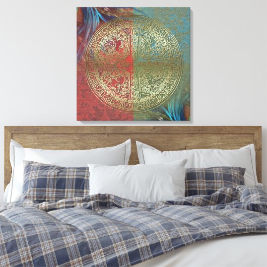 Mandala On Feathers - Wrapped Canvas Leinwanddruck (Insitu (Schlafzimmer))