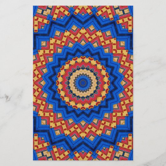Mandala orange blau briefpapier (Vorderseite)