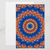 Mandala orange blau briefpapier (Vorne/Hinten)