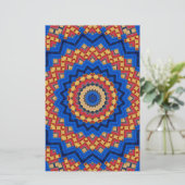 Mandala orange blau briefpapier (Stehend Vorderseite)