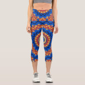 Mandala orange blau capri leggings (Vorderseite)