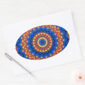Mandala orange blau ovaler aufkleber (Umschlag)