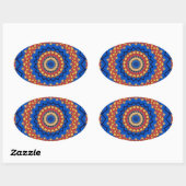 Mandala orange blau ovaler aufkleber (Blatt)