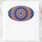 Mandala orange blau ovaler aufkleber (Tasche)