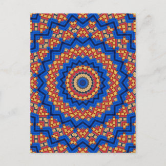 Mandala orange blau postkarte