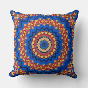Mandala orange blue lumbar pillow kissen