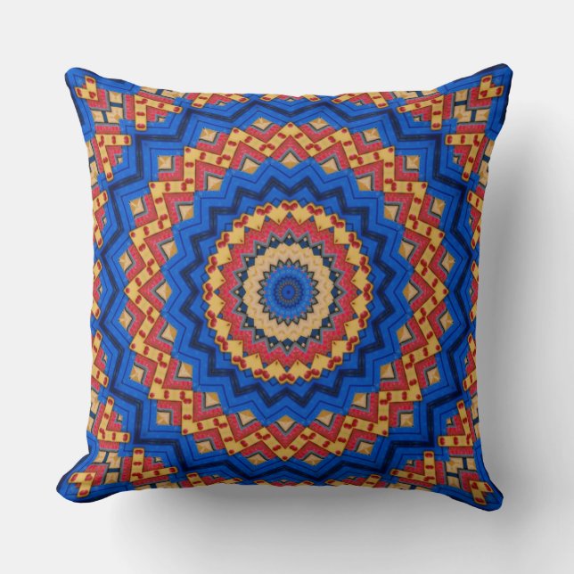 Mandala orange blue lumbar pillow kissen (Vorderseite)