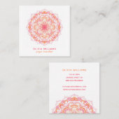 Mandala Orange Pink Spiritueller Yoga Fresh White Quadratische Visitenkarte (Vorne/Hinten)