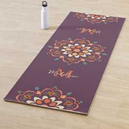 Mandala Orange Plum Aquamarin Stylish Name Monogra Yogamatte