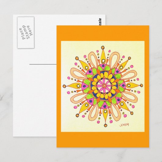 Mandala Original Zeichnend Postkarte (Vorne/Hinten)