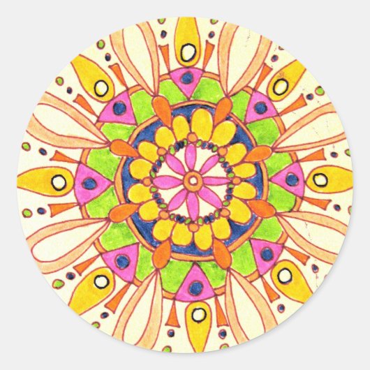 Mandala Original Zeichnend Runder Aufkleber (Vorderseite)