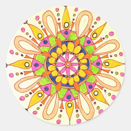 Mandala Original Zeichnend Runder Aufkleber (Vorderseite)