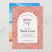 Mandala Ornament & Arabische Muster Rouge Einladung (Vorne/Hinten)