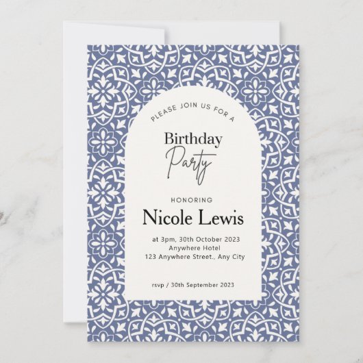 Mandala Ornament & Arabischer Muster Lavendel Einladung (Vorderseite)