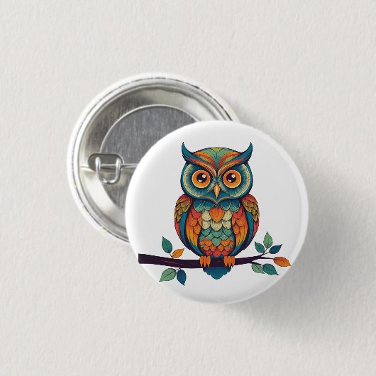 Mandala Owl Button (Vorne & Hinten)