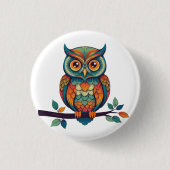Mandala Owl Button (Vorderseite)