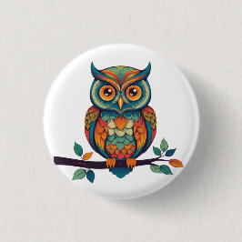 Mandala Owl Button