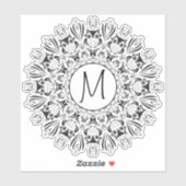 Mandala Owl Clear Round Monogram Aufkleber (Blatt)