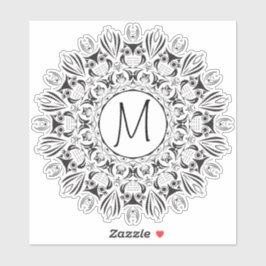 Mandala Owl Clear Round Monogram Aufkleber