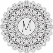 Mandala Owl Clear Round Monogram Aufkleber (Vorderseite)