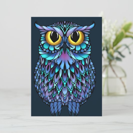 Mandala Owl Einladung (Stehend Vorderseite)