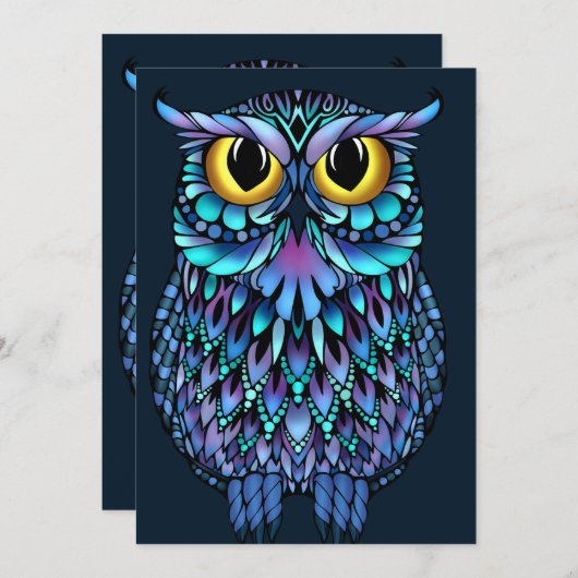 Mandala Owl Einladung (Vorne/Hinten)