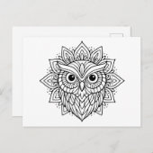 Mandala Owl Head Line Art Postkarte (Vorne/Hinten)