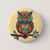 Mandala Owl King Button (Vorderseite)