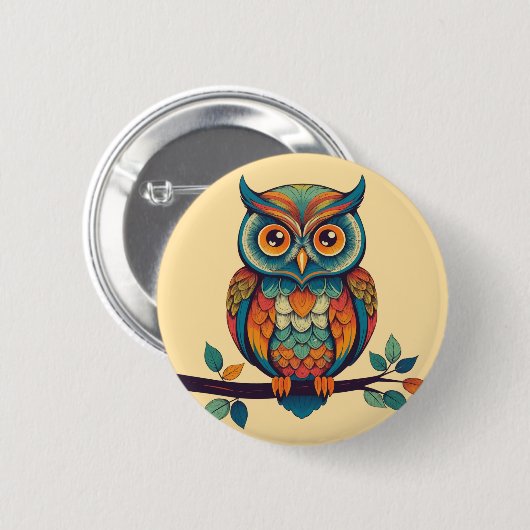 Mandala Owl King Button (Vorne & Hinten)