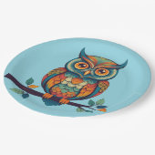 Mandala Owl Pappteller (Schrägansicht)