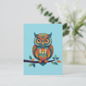 Mandala Owl Postkarte (Stehend Vorderseite)
