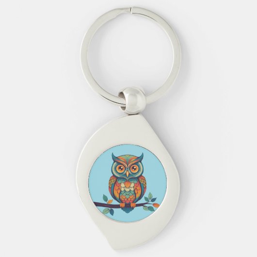 Mandala Owl Schlüsselanhänger (Vorderseite)