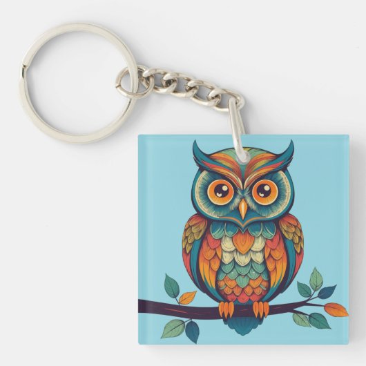Mandala Owl Schlüsselanhänger (Vorderseite)